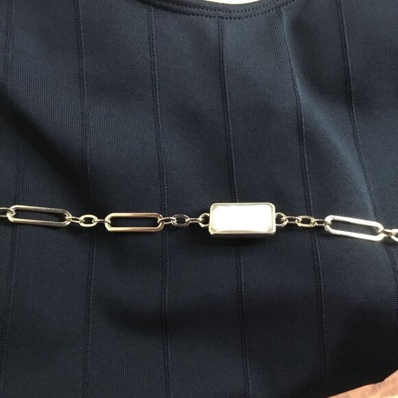 River Island Scoop Neck Chain Belt One-Piece Swimsuit Black 8 - Picture 3 of 5